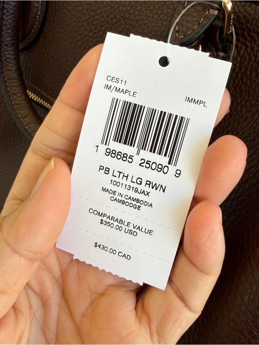 NWT Coach Rowan Large Satchel Bag in Maple CES11 - Picture 16 of 16